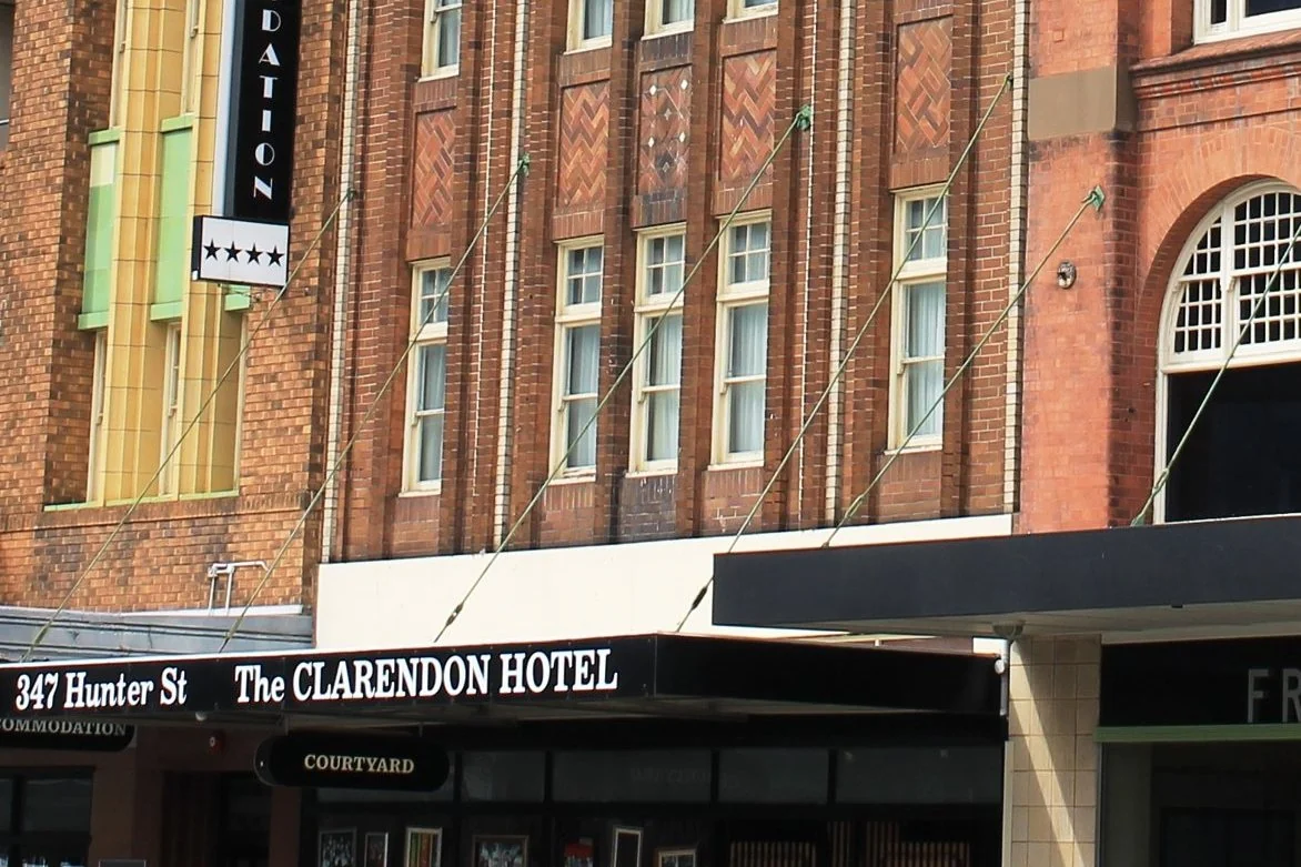 The red-brick Clarendon Hotel on Hunter Street, Newcastle