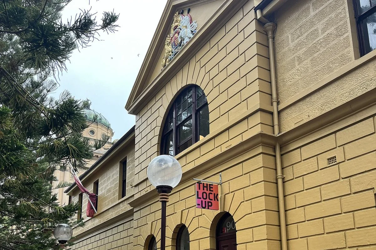 The sandstone front of The Lock-Up on Hunter Street