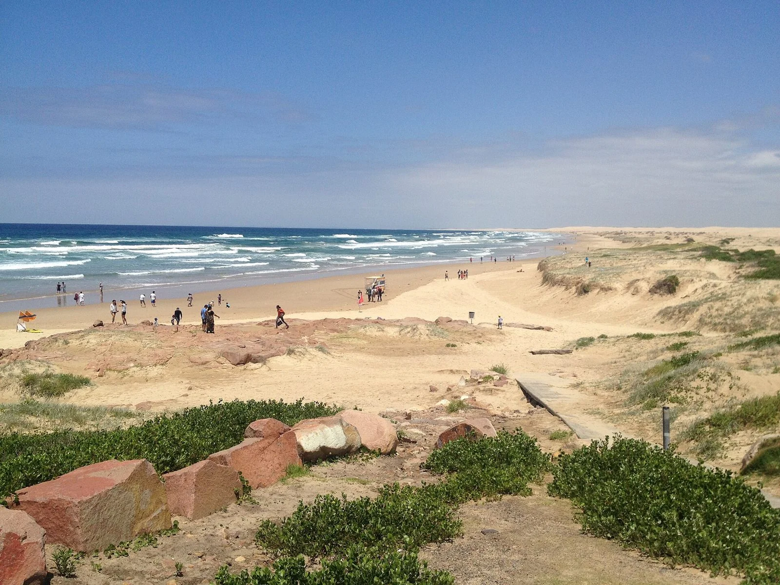 Stockton Beach and its dunes stretching north on a clear day